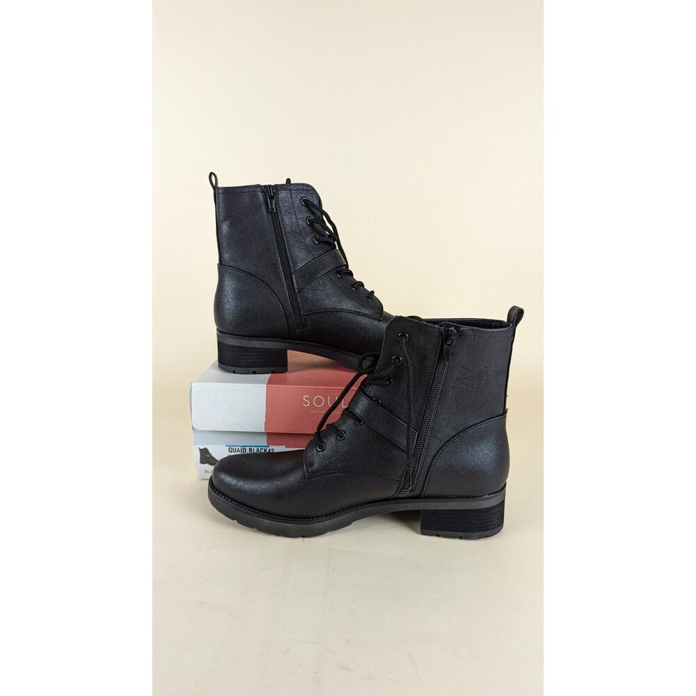Soul Naturalizer Quaid Biker Booties Boots Womens 10 M Black Lace Up Shoes NWB